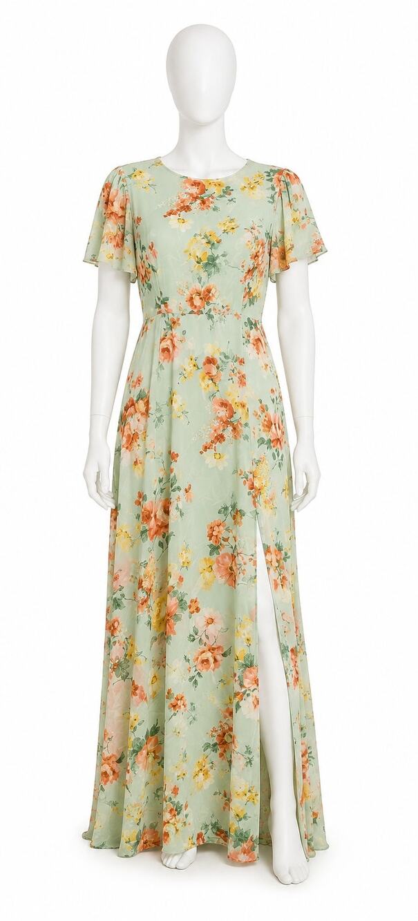 Title: Baltic Born Naomi Sage Floral Maxi Dress M NWT Short Sleeve Wedding Guest